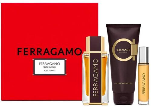 Ferragamo Spicy Leather EDP & Body Lotion Set For Men