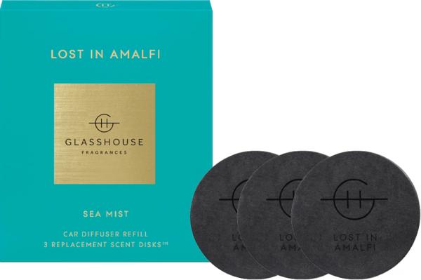 Glasshouse Fragrances 3 Replacement Scent Disks for Car Diffuser LOST IN AMALFI