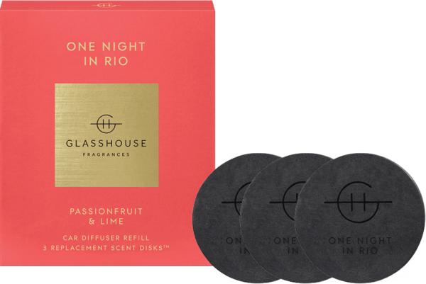 Glasshouse Fragrances 3 Replacement Scent Disks for Car Diffuser ONE NIGHT IN RIO